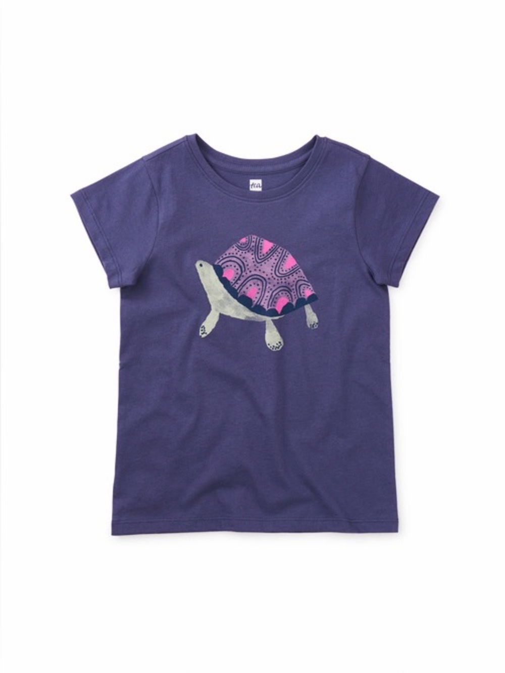 Tea Collection Girls' Purple Tee with Pink Turtle Graphic